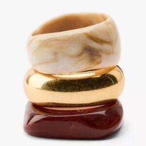 ZARA THREE PACK OF Resin and Gold Embossed Bangle Bracelets NWT